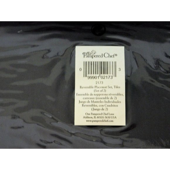 Pampered Chef Tiles Placemats Set of 2 Reversible Purple Cotton NEW Sealed - Picture 3 of 6